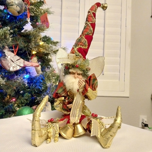 Mark Roberts Christmas Fairy Elf Blue Twinkling Eyes with Bells on - Picture 8 of 13